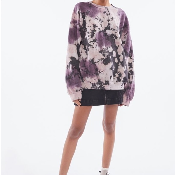 Recycled Splatter Tie-dye Crew Neck Sweatshirt In Purple Multi URBAN OUTFITTERS - Picture 3 of 5